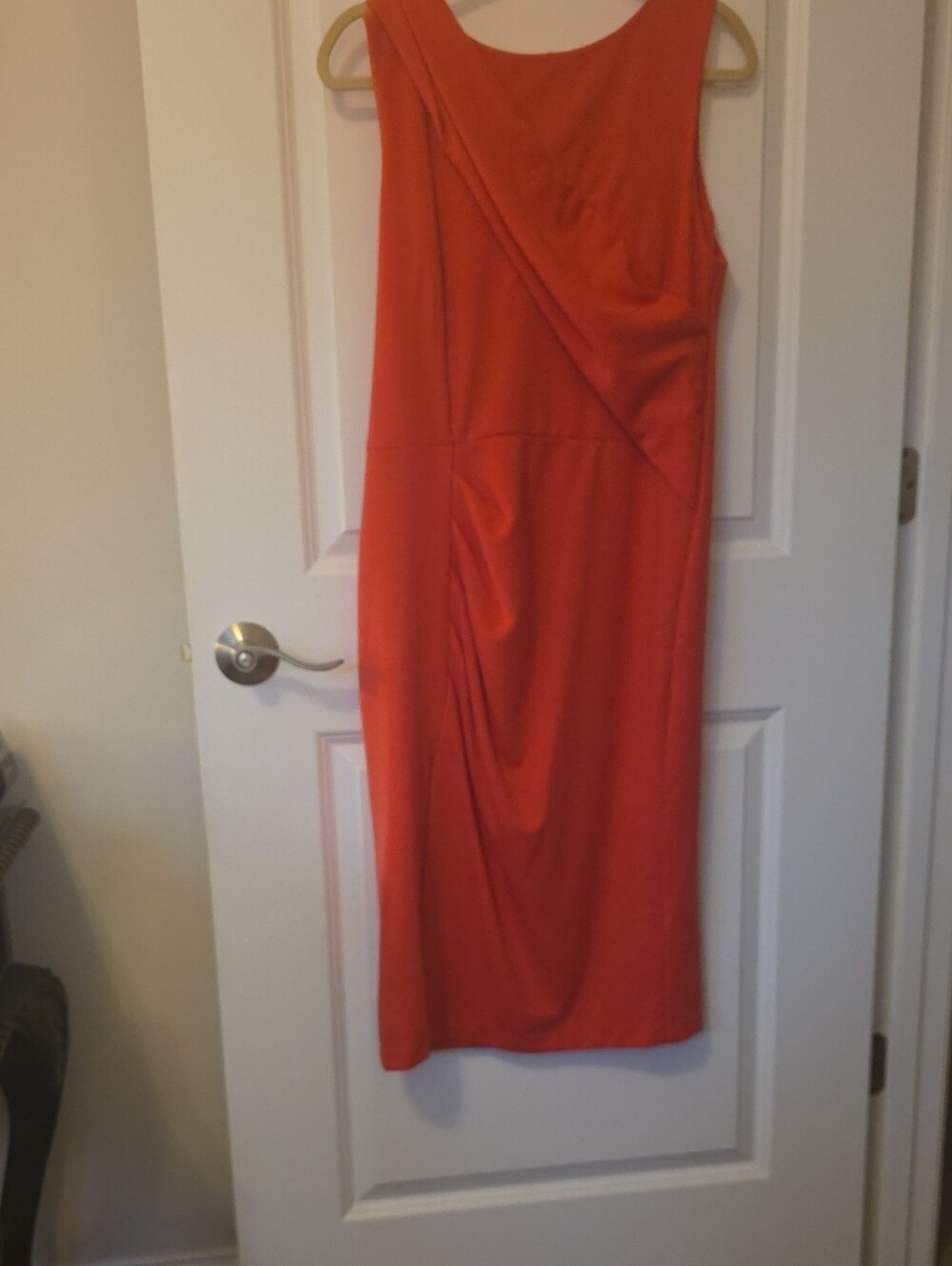 Sleeveless Red Draped Midi Dress - Classic Women's Evening Wear